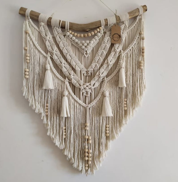 Macrame Wall Hanging with Tassels, macrame mural, aesthetic living room decor