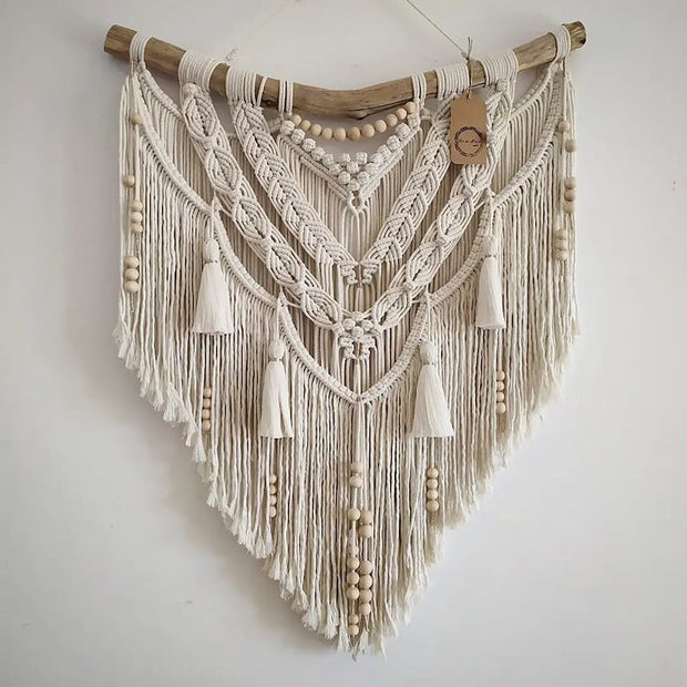 Macrame Wall Hanging with Tassels, macrame mural, aesthetic living room decor